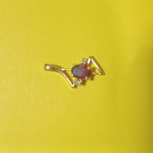 Pendant with ruby red set in gold mountingwill go on any size chain